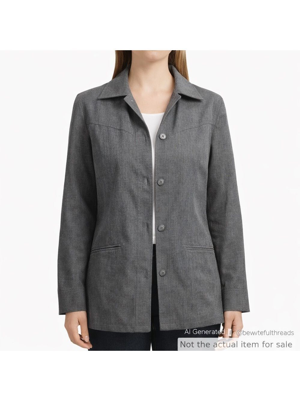 Tilley Size 8 gray Tencel Blend Button-Front Jacket Blazer Made in Canada